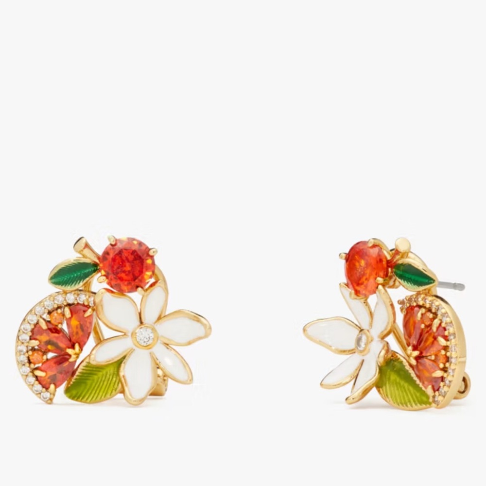 New! Kate Spade Sweet Citrus Orange Cluster Studs - Picture 7 of 8